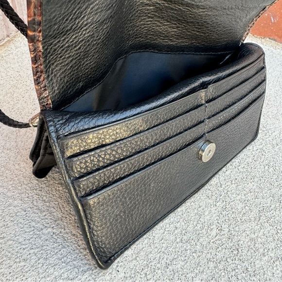 VTG Brighton🤎Leather Croc Embossed Brown/Black Wallet/Crossbody Bag - Picture 9 of 9